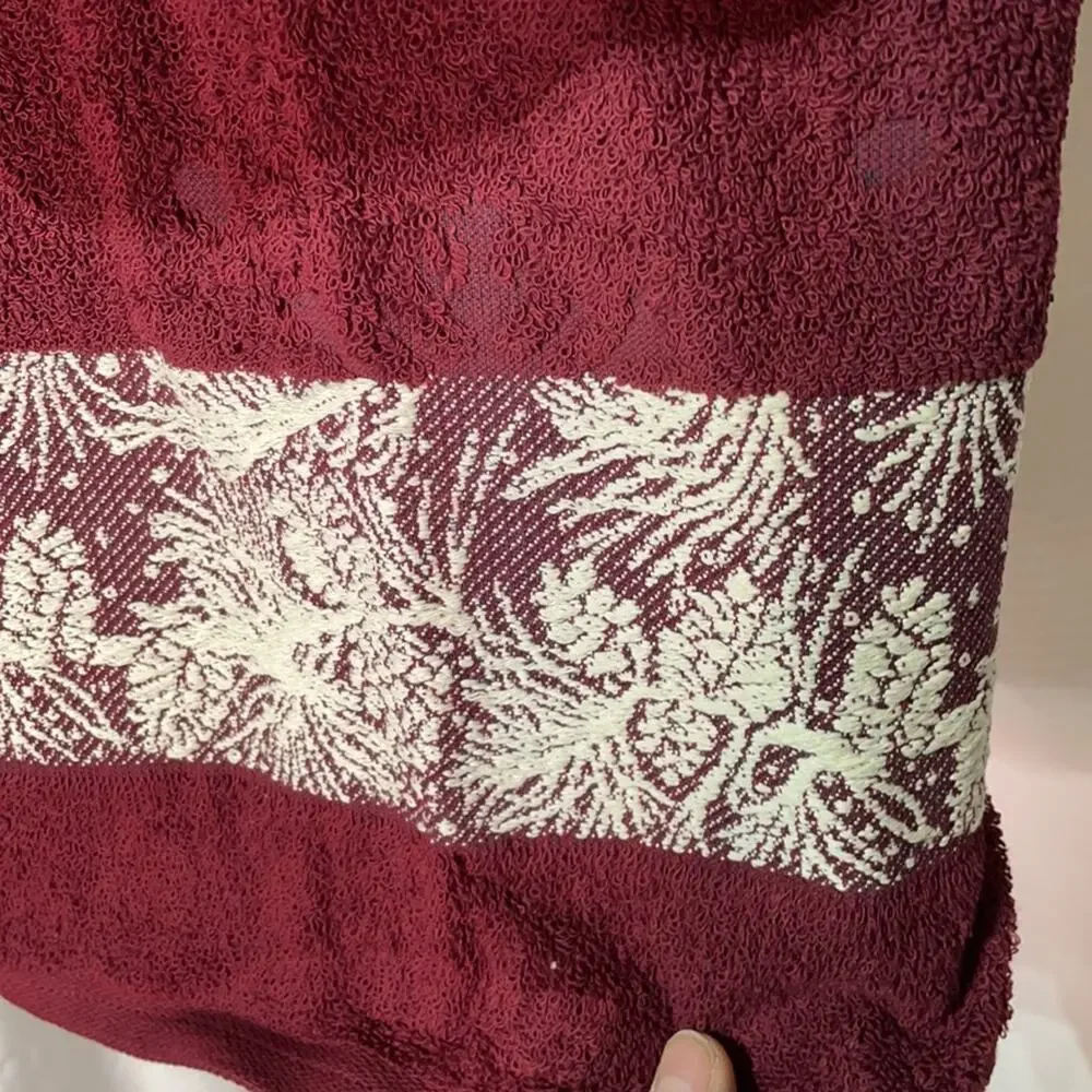 Santens burgundy deep red bath towel hand towel combo in snow pine claret NWT